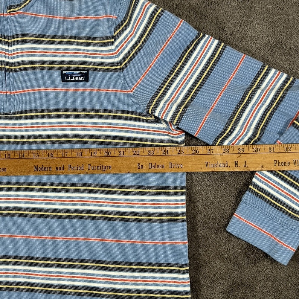 LL Bean Quarter Zip Pullover Men's XL Multicolor‎ Striped Comfort Stretch Pique - Picture 4 of 10